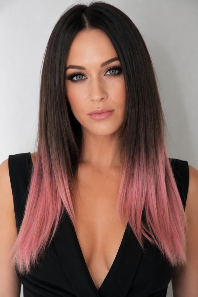 Dip dye hair color with light-colored ends
