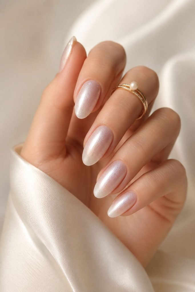 Frosted finish summer nails with shimmering elegant nail colors