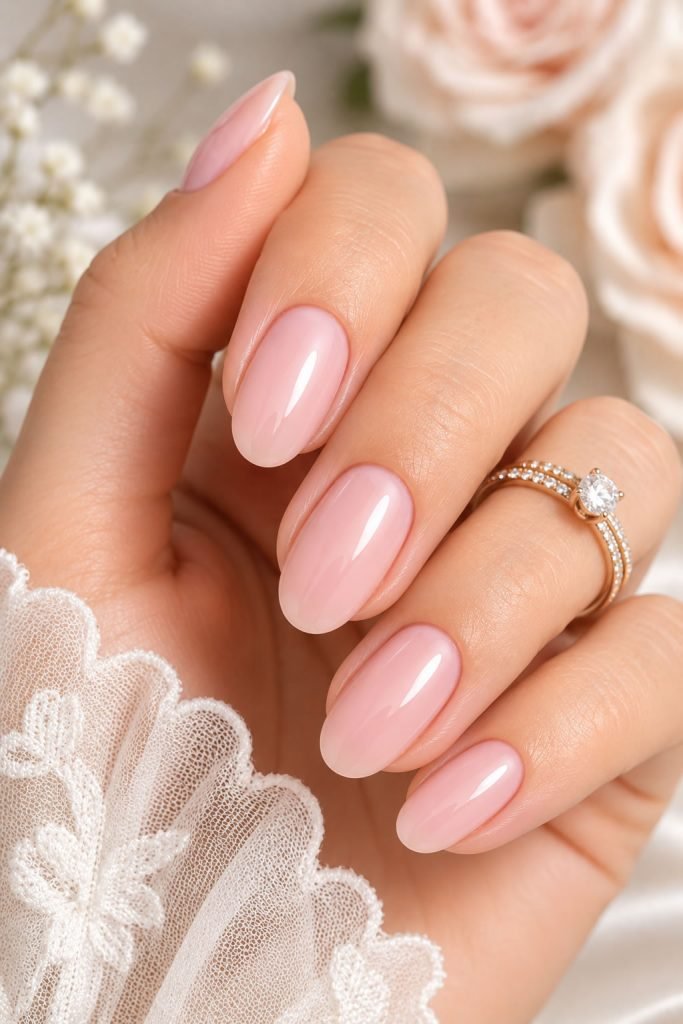 Light pink summer nails with timeless neutral nail colors for every occasion