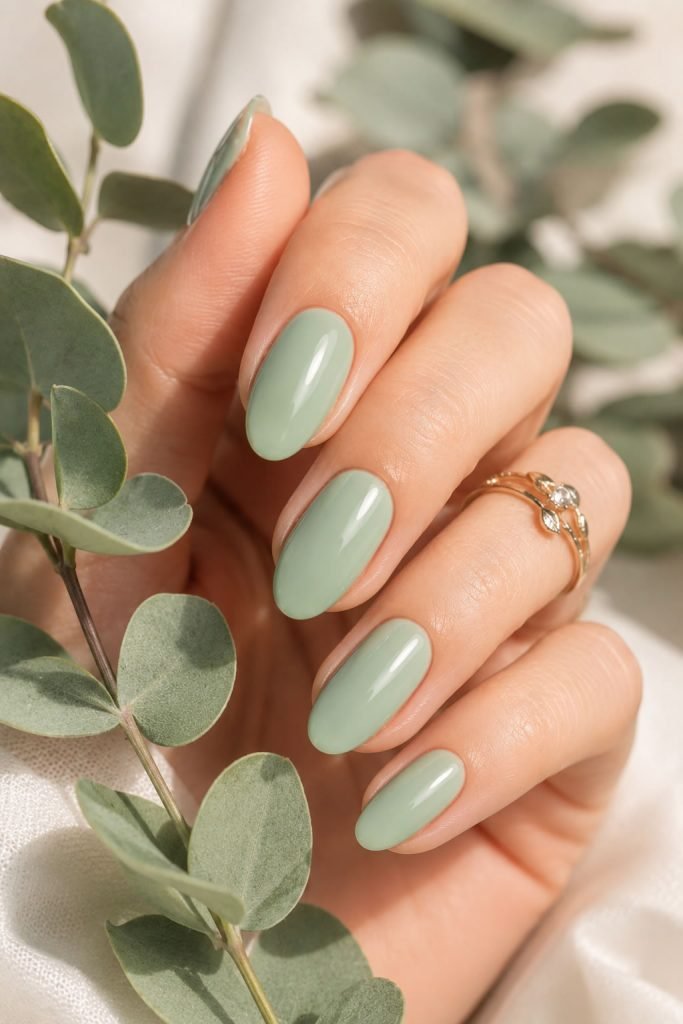 Mint green summer nails with fresh pastel nail colors for a modern manicure