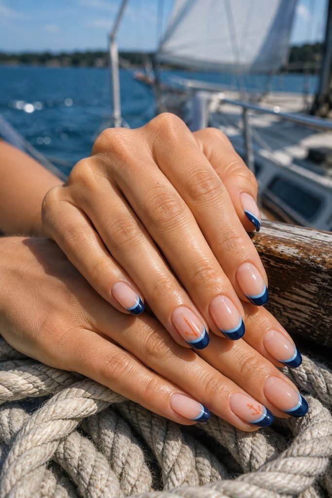 Nautical French Manicure