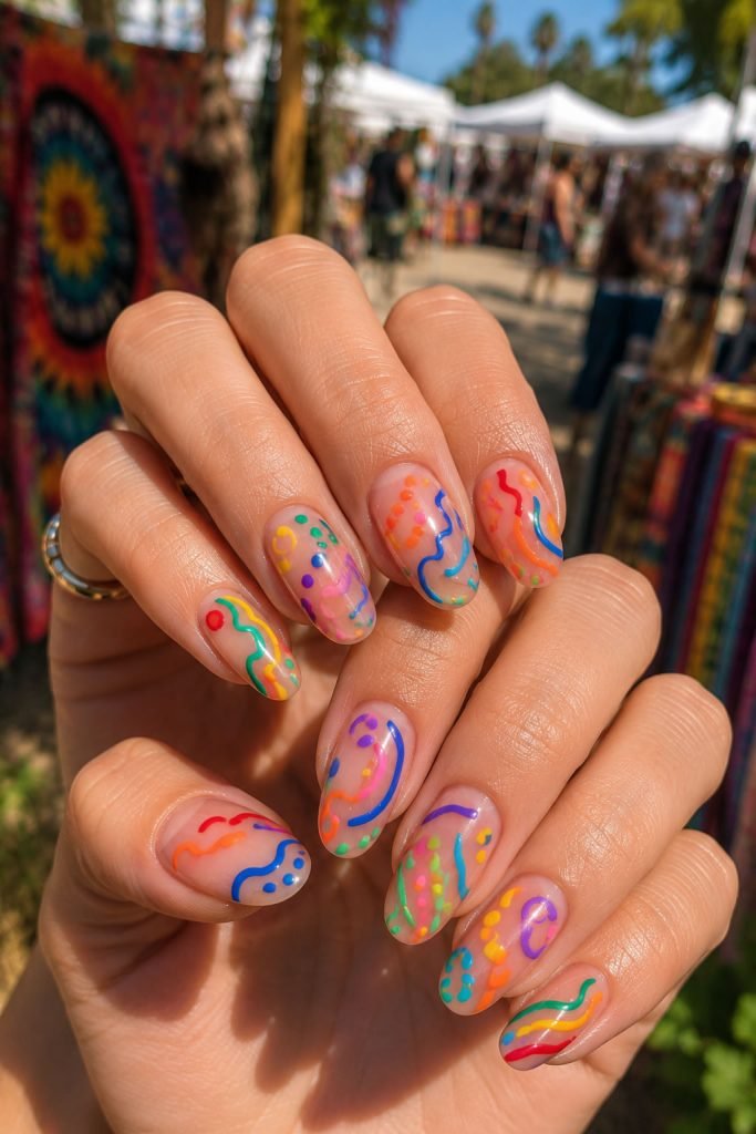 Rainbow Abstract Nails