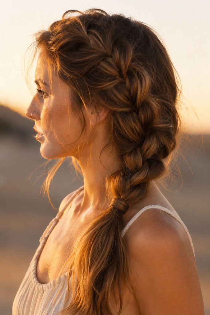 faux French side braid tutorial for long hair