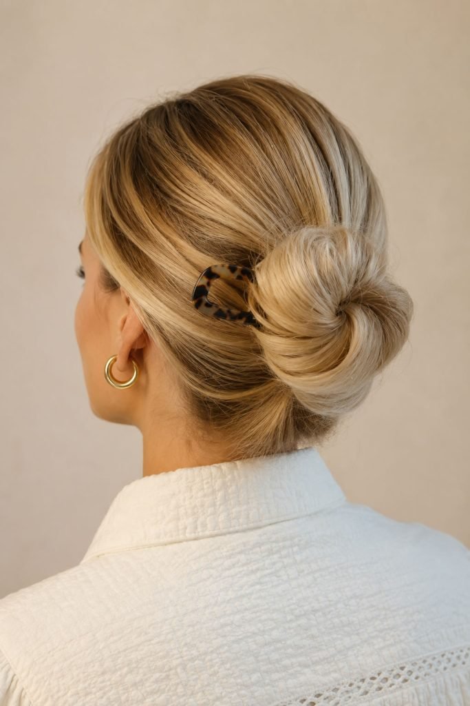quick U-pin updo for long hair, 5-minute hairstyle