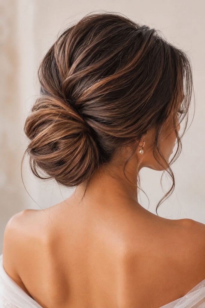 quick low chignon bun hairstyle
