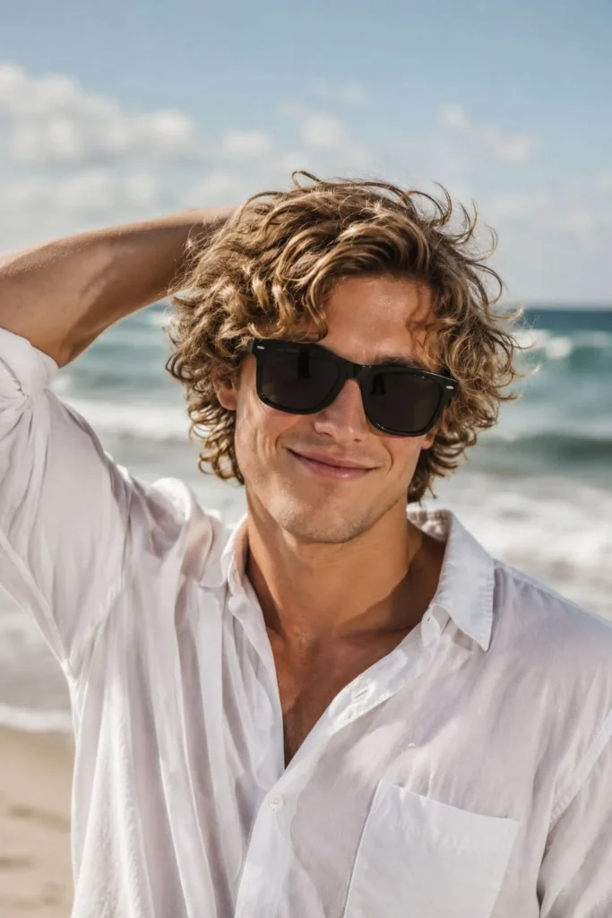Guys beach wave perm with loose relaxed ocean-inspired waves