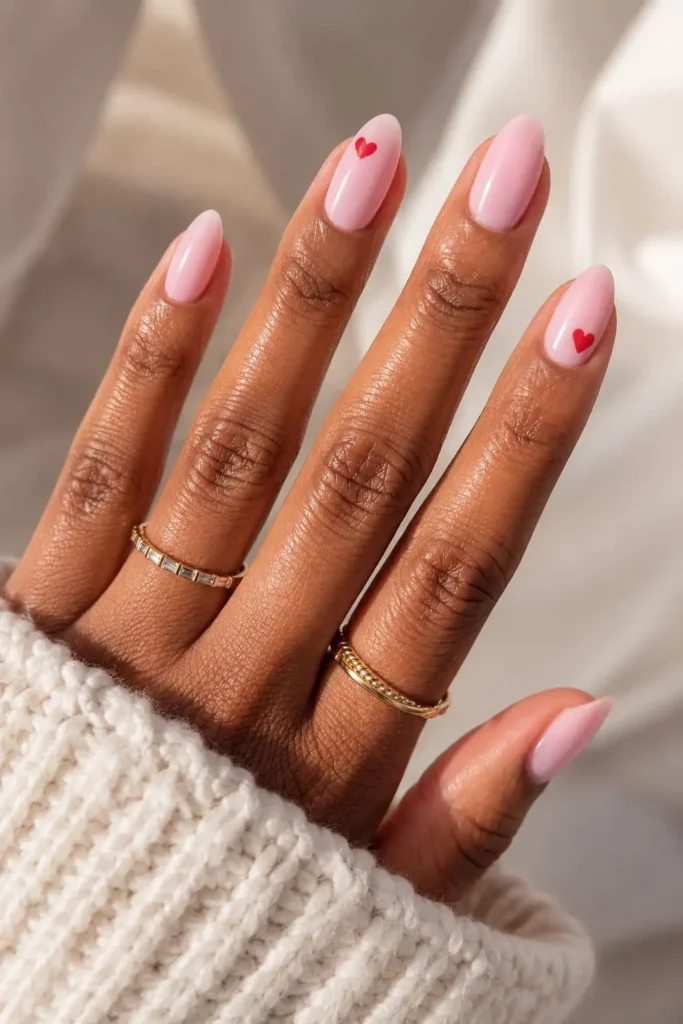 Bubble Bath heart nails with delicate romantic heart accents