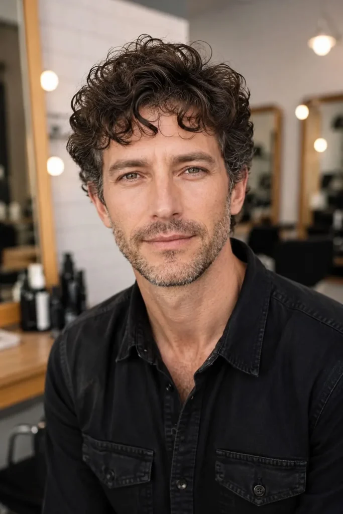 Guys cold wave perm with defined natural-looking curls and waves