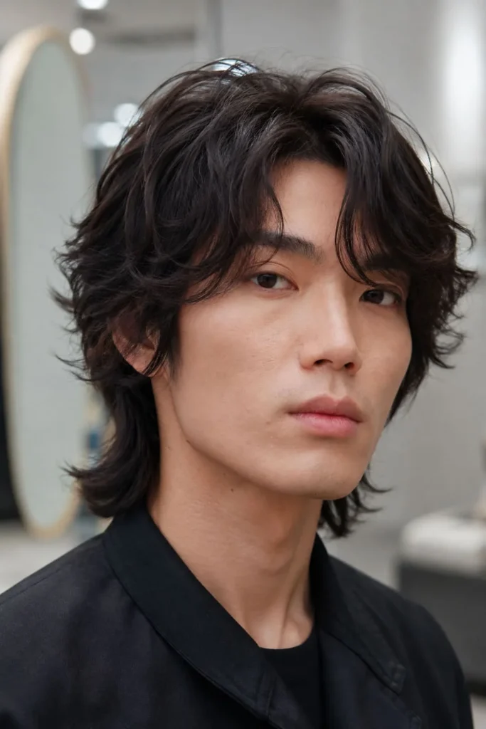 Men's digital perm creating soft long-lasting waves on thick straight hair