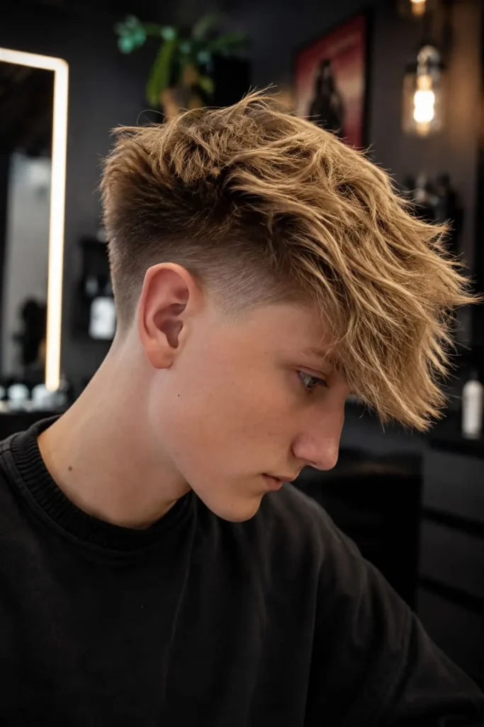 Flared-out textured crop with low taper for men