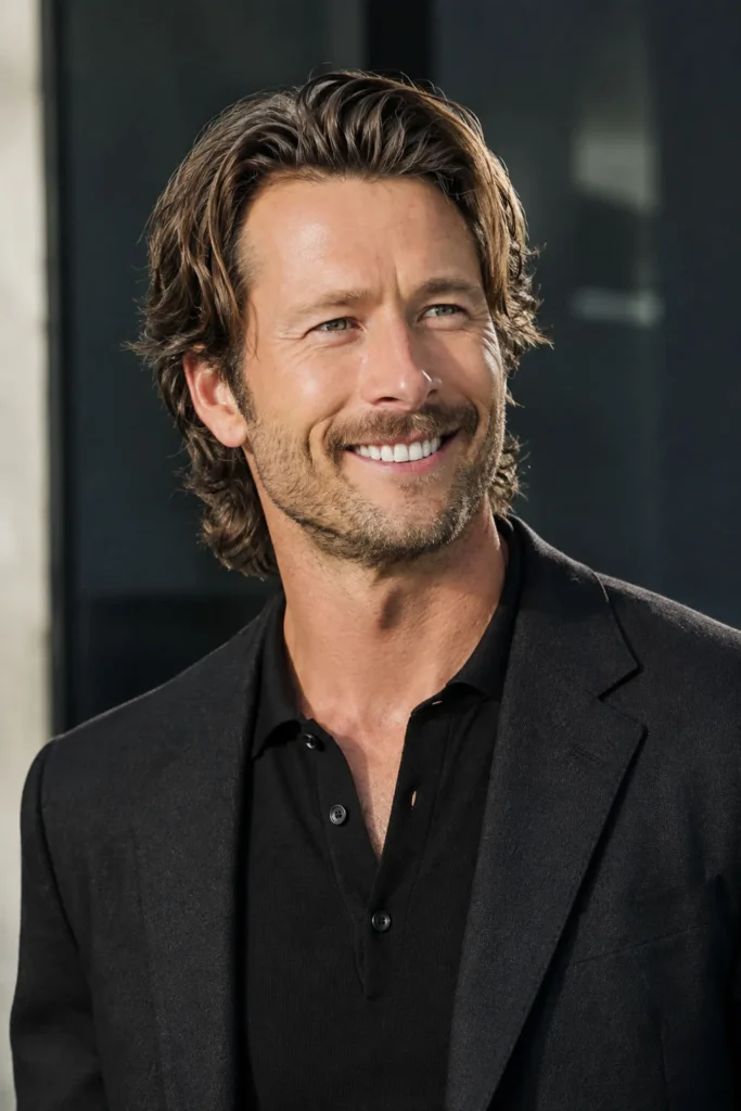 Full grown mullet hairstyle for men with long hair