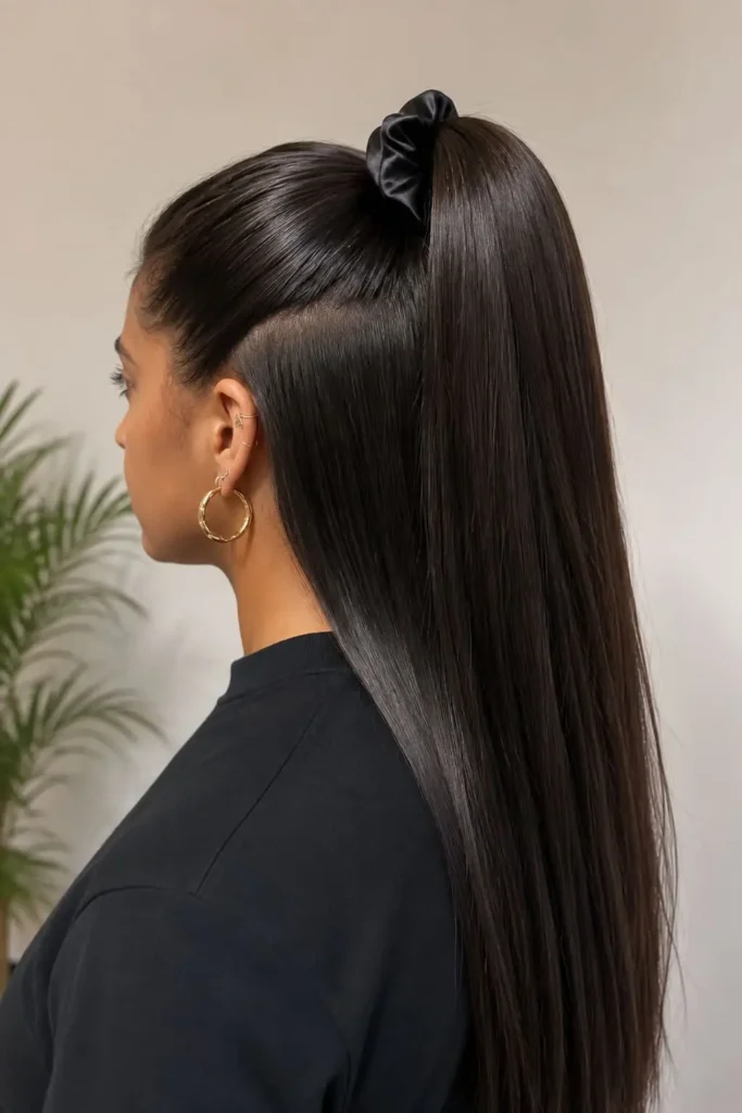 Half-up half-down hairstyle for work