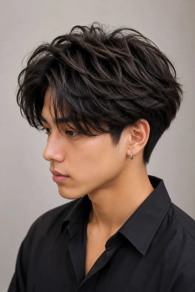 High-volume ice cream haircut with dramatic rounded crown