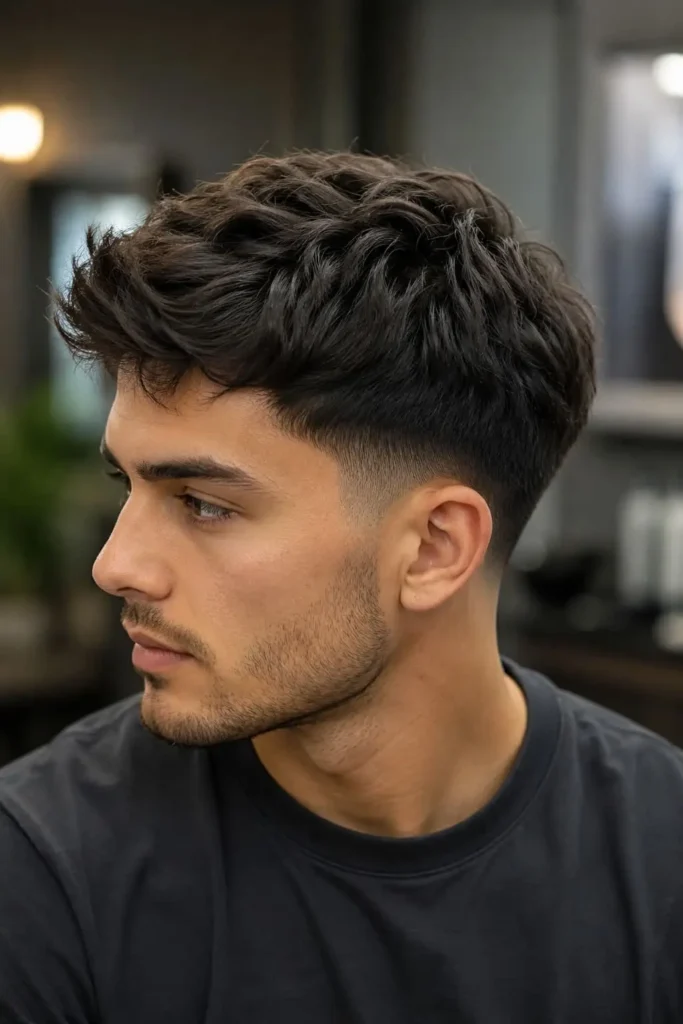 Low taper fade haircut for men with a clean gradual blend around the ears and neckline