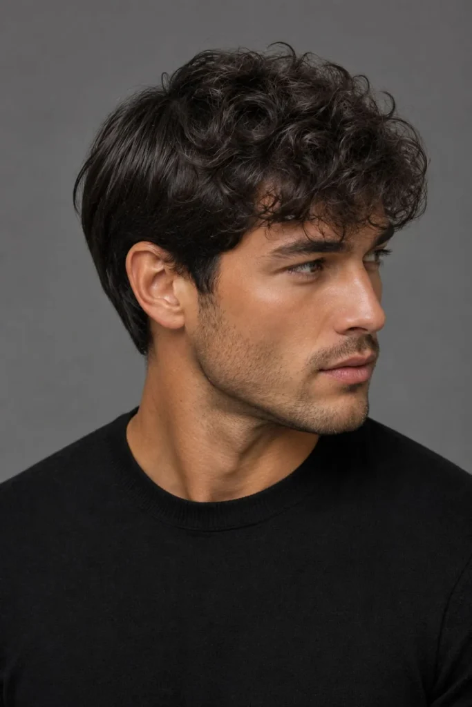 Men's spot perm adding subtle curls and texture to selected hair sections