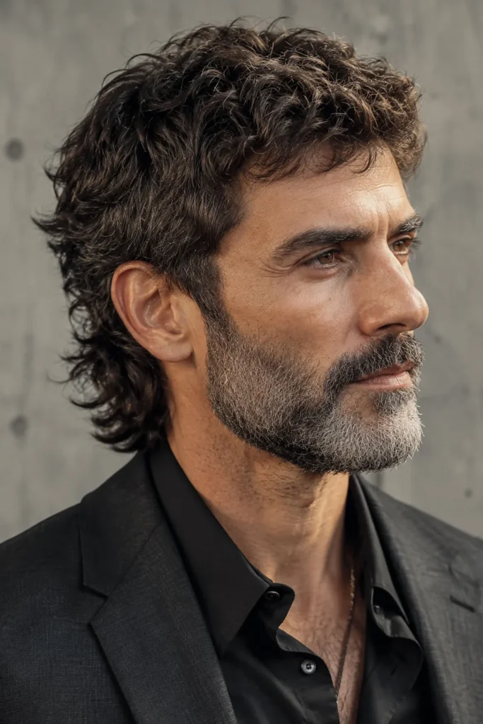 Subtle baby mullet hairstyle for men with longer back