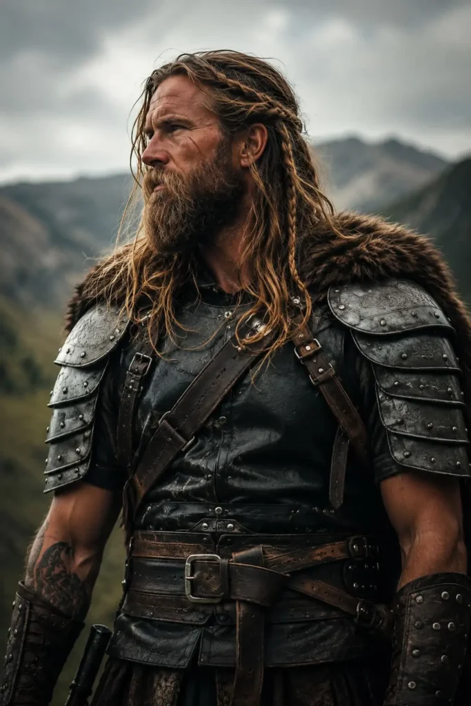 Viking braided beard style for men with long facial hair