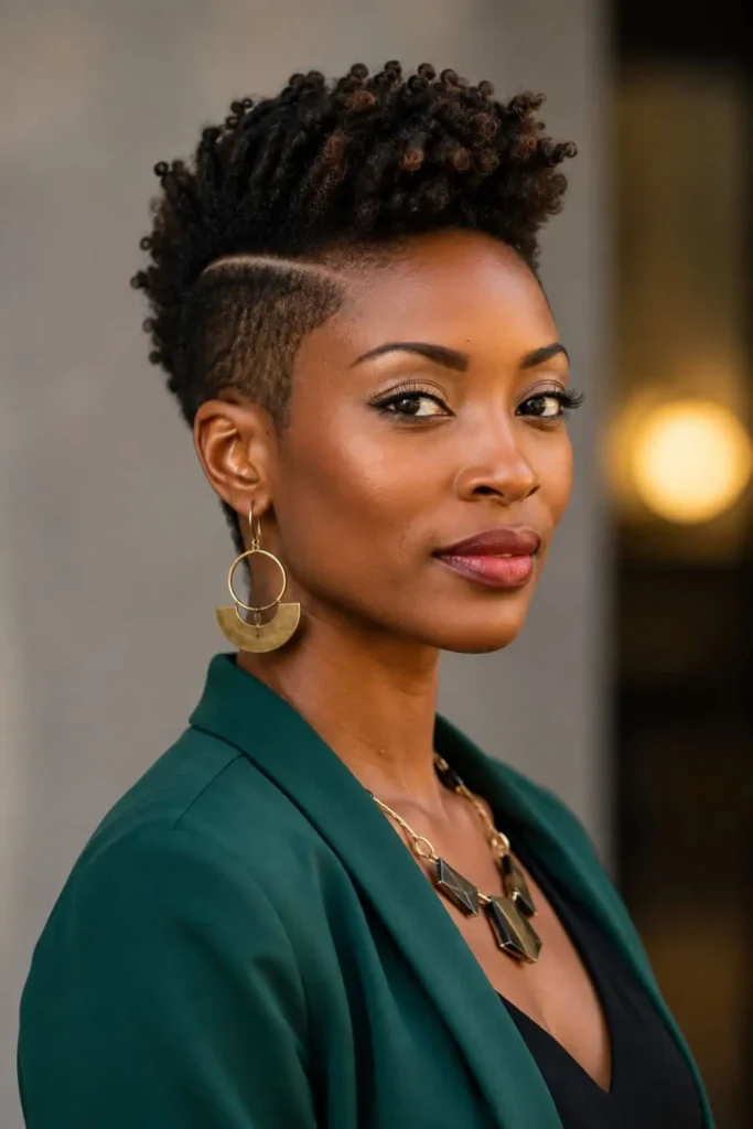 Voluminous curly pompadour hairstyle with defined curls for women over 30