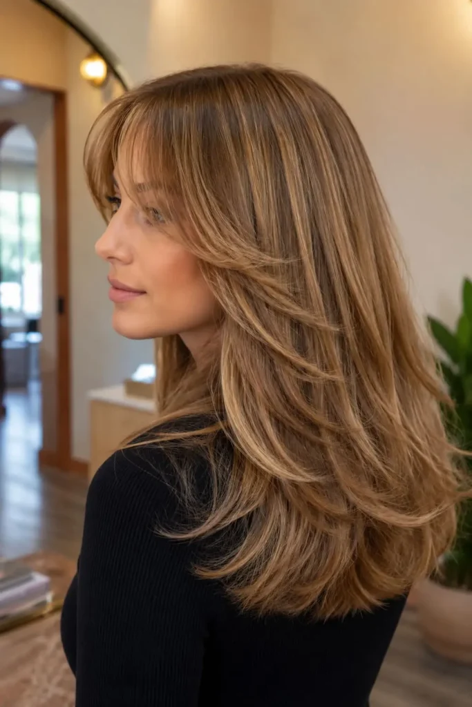 Long flippy layers with outward-curled ends and effortless volume