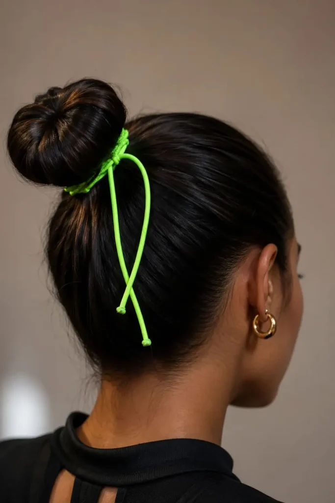 high bun volleyball hairstyle for long hair