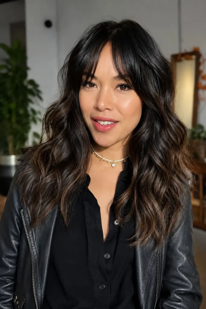 Modern shag layered hairstyle for long hair with choppy layers and feathery ends