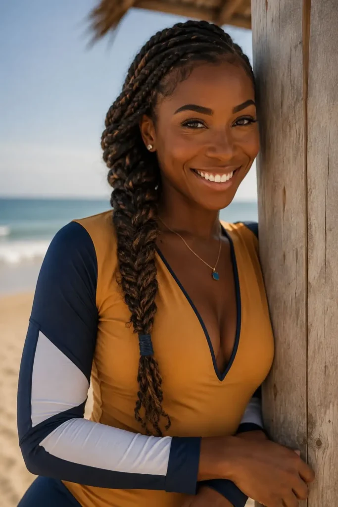 stylish braided volleyball hairstyle for long hair