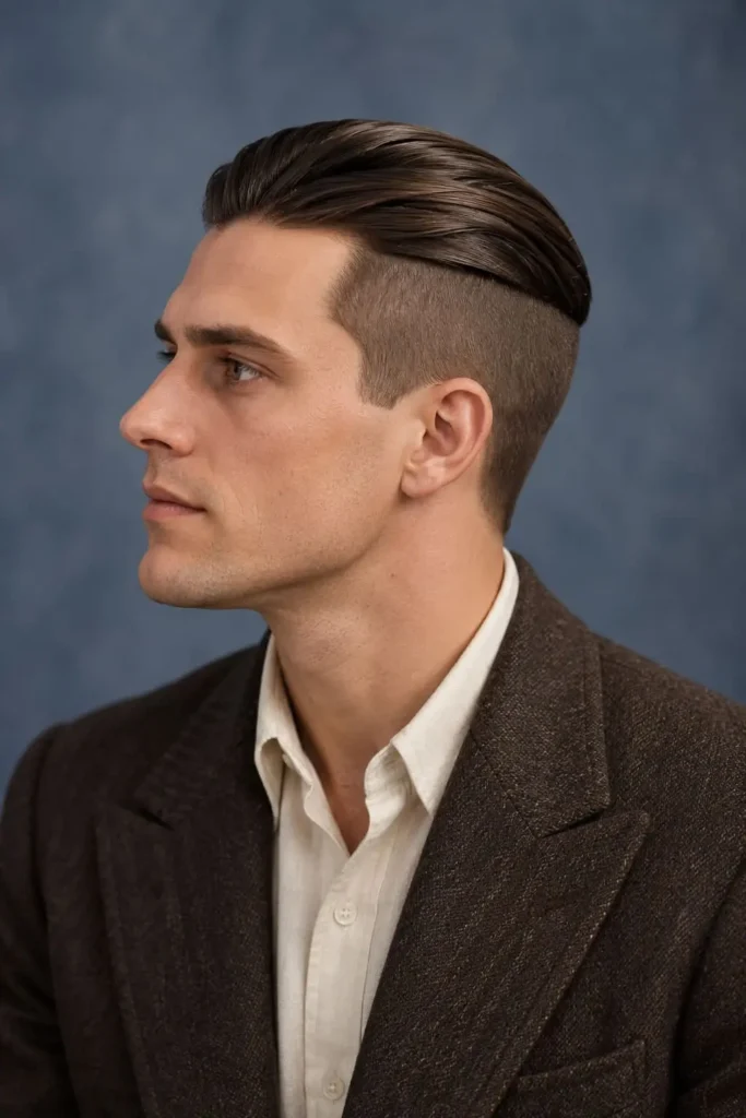 1920s slicked undercut with short sides and longer combed-back hair