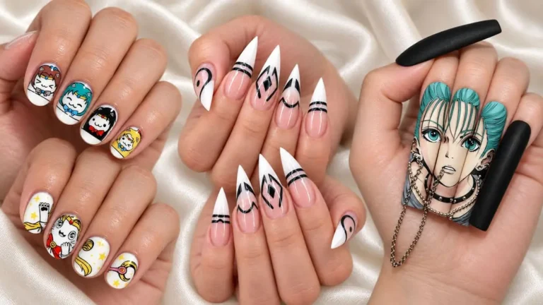 38 best anime nails designs featuring colorful Sailor Moon, Dragon Ball Z, Pokémon and Studio Ghibli inspired nail art
