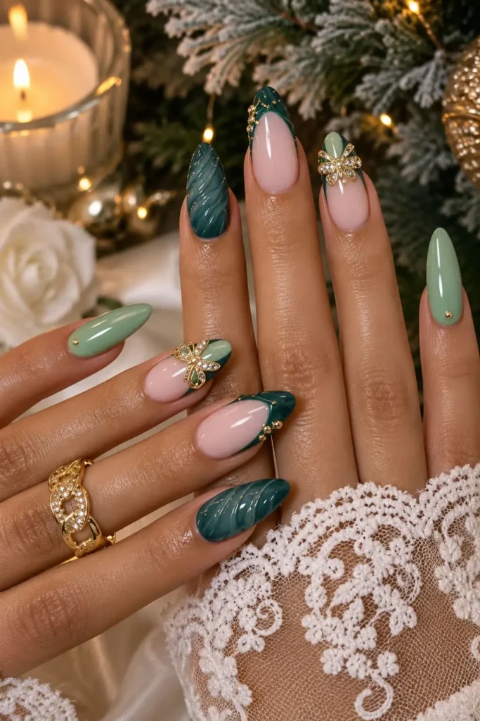 3D coquette bow nails with sculptural bows and French manicure tips