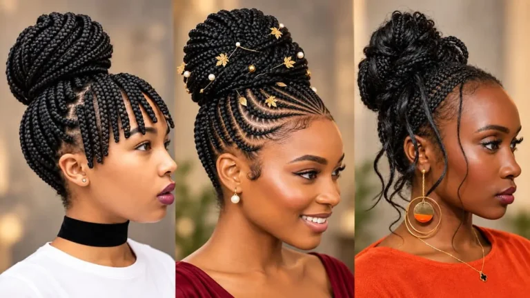 Braided Bun Hairstyles for Black Hair women with intricate braids and polished updo styles
