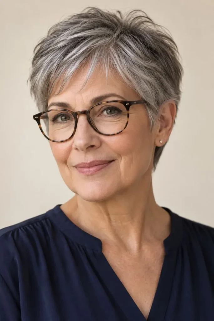 Classic pixie with soft layers and a polished finish