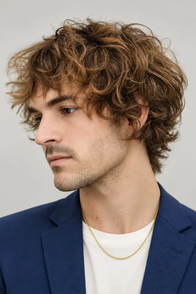 Fluffy mod haircut with full crown, soft layers, and loose fringe