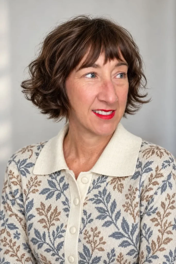 French bob with choppy bangs for women over 60
