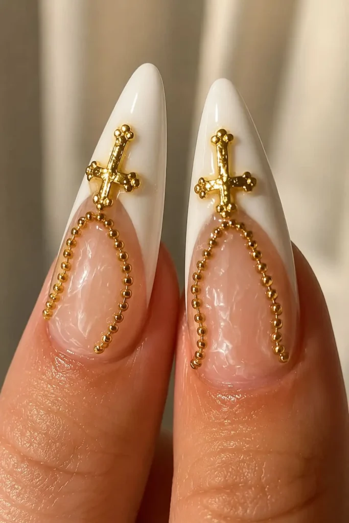 Necklace thumb nails featuring a delicate micro gold chain charm