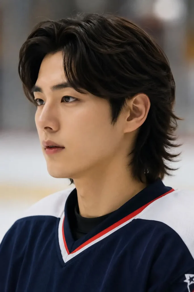 Hockey flow haircut for men with medium-to-long hair and natural texture