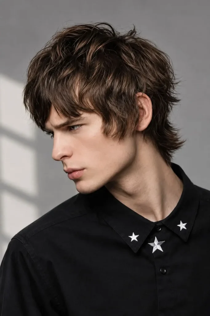 Layered mod haircut with soft face-framing layers and rounded shape