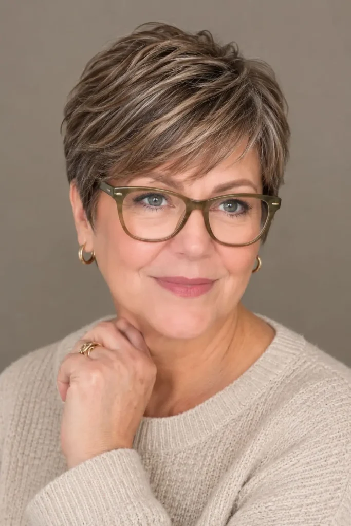 Layered pixie adding volume to fine hair