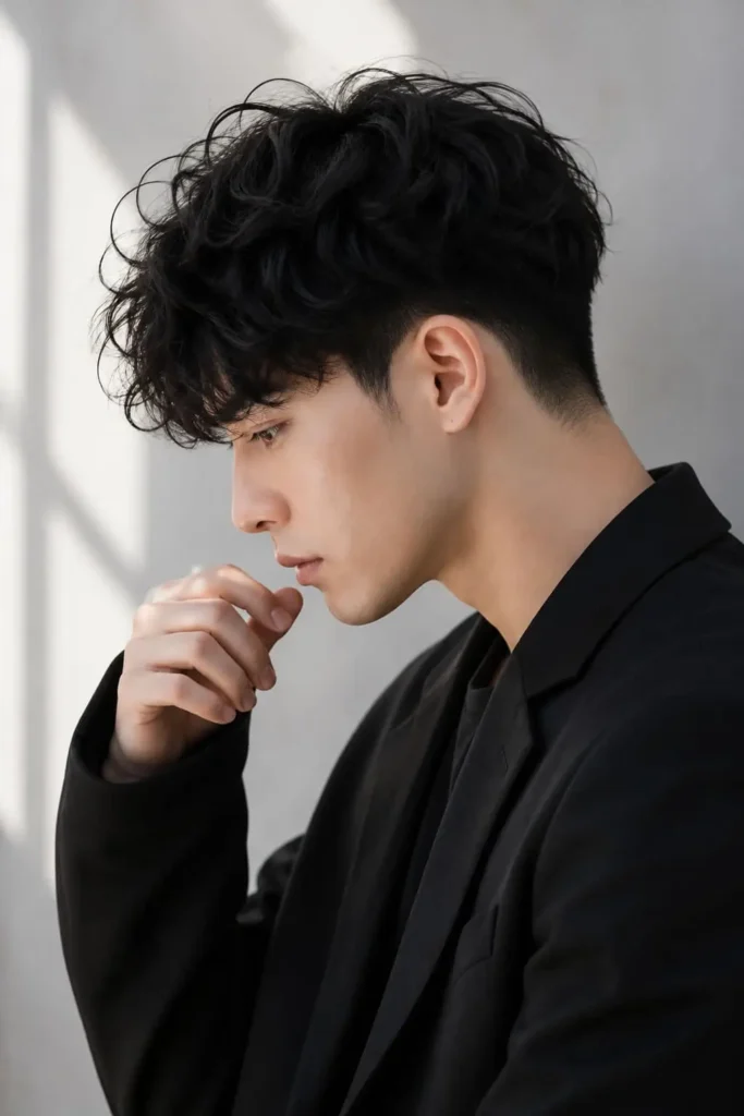 Messy flow haircut for men with tousled layers and natural volume