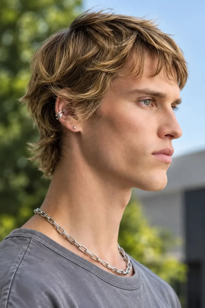 Messy mod haircut with uneven layers and natural textured fringe