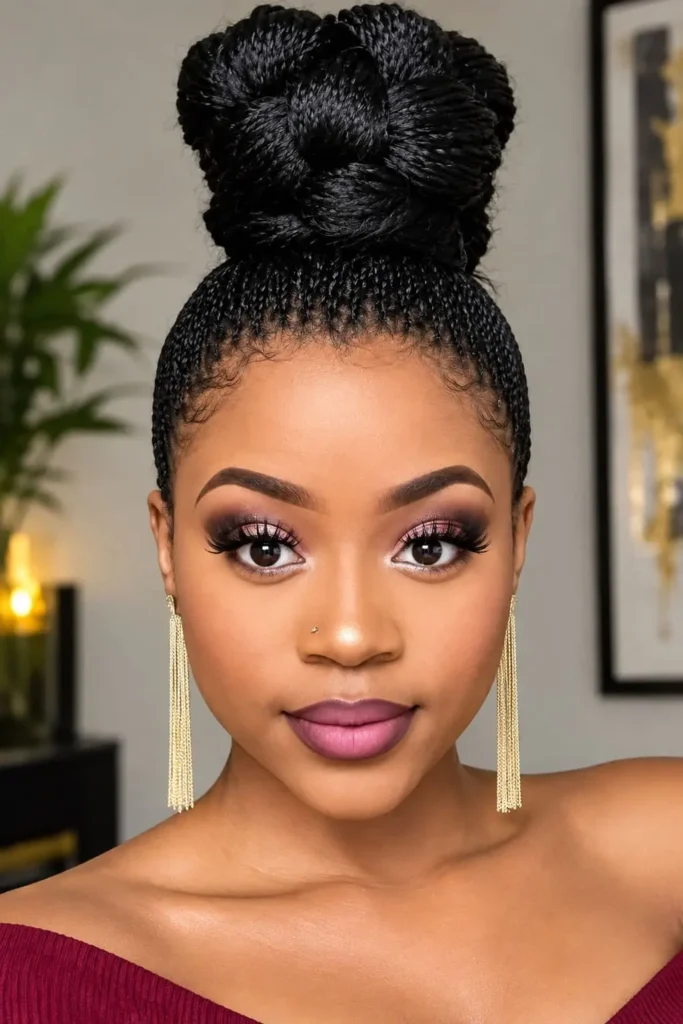 Micro twists wrapped into a neat protective braided bun