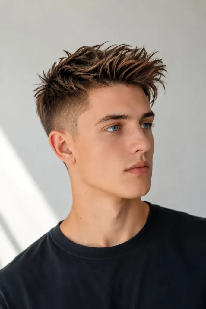 Mid taper flow haircut for men with flowing top and tapered sides