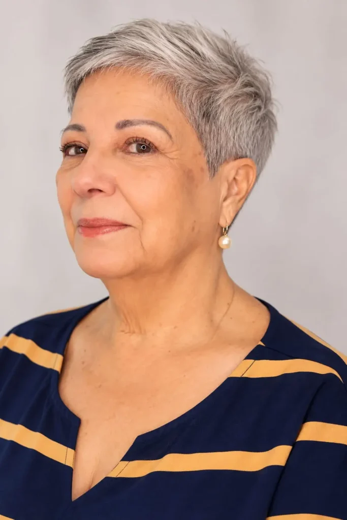 Short crop haircut for women over 60 with fine thinning hair