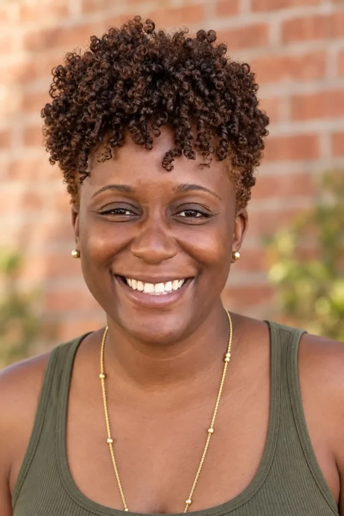 Short natural twists with defined texture for Black women over 50