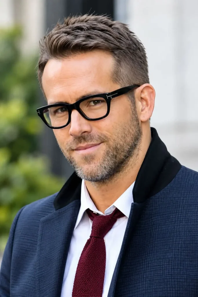 Side part fade haircut for men with round faces and structured volume on top