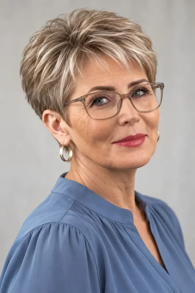 Tapered pixie with soft fringe and short sides