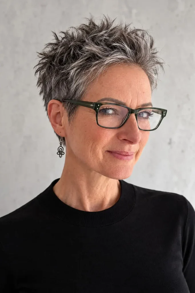 Textured short pixie with a spiky crown