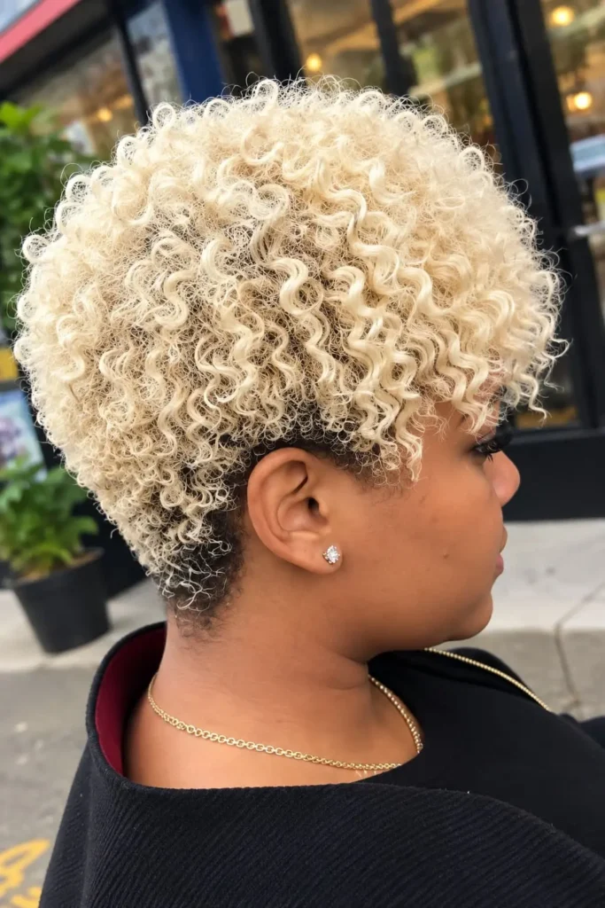 Wavy tapered pixie with undercut for Black women with natural hair